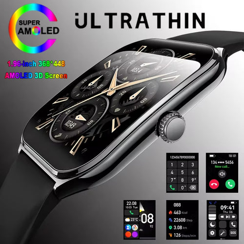 New for OPPO Ultra Thin Smart Watch Men AMOLED HD Screen Always Show Time Heart Rate Bluetooth Call Sports Waterproof Smartwatch
